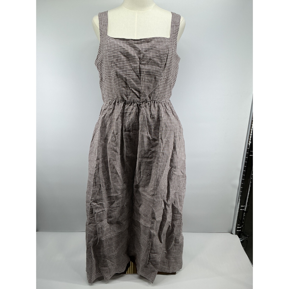 100% European Linen Fit & Flare Midi Dress